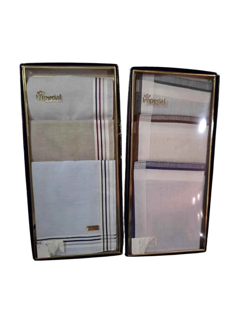 NEW Set 2 Vtg Handkerchiefs Imperial MCM Plaid 100% Cotton